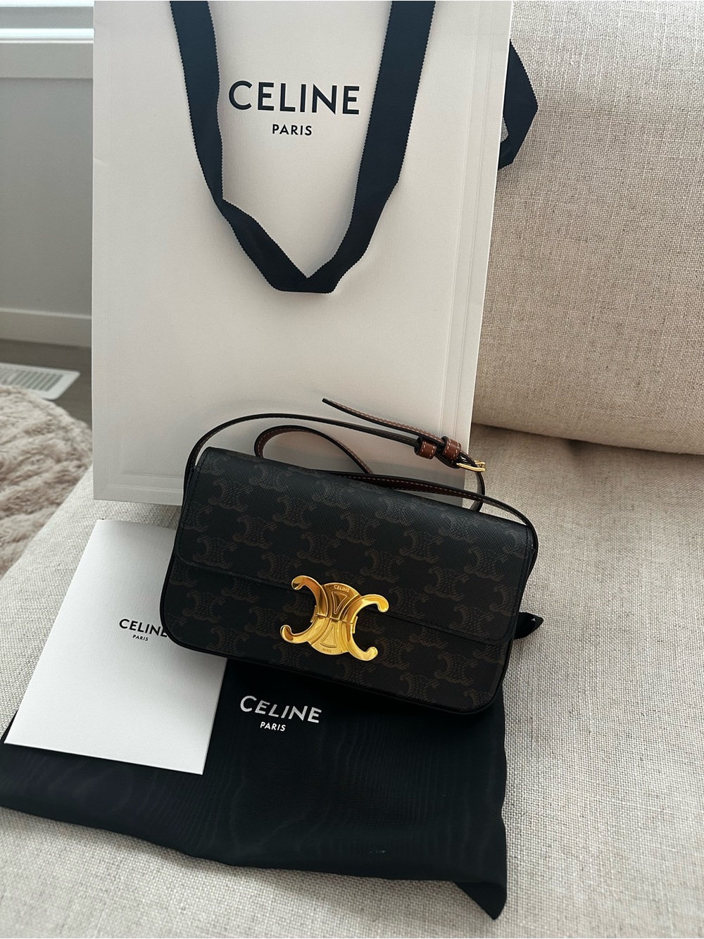 Celine SHOULDER BAG CLAUDE IN Triomphe canvas and calfskin